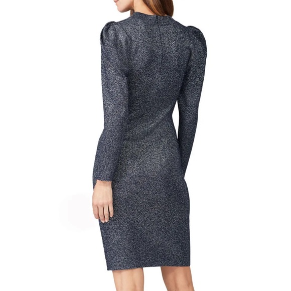 SACHIN & BABI Metallic Blue Long Sleeve Knee Length Occassion Dress Womens Small - Picture 6 of 12